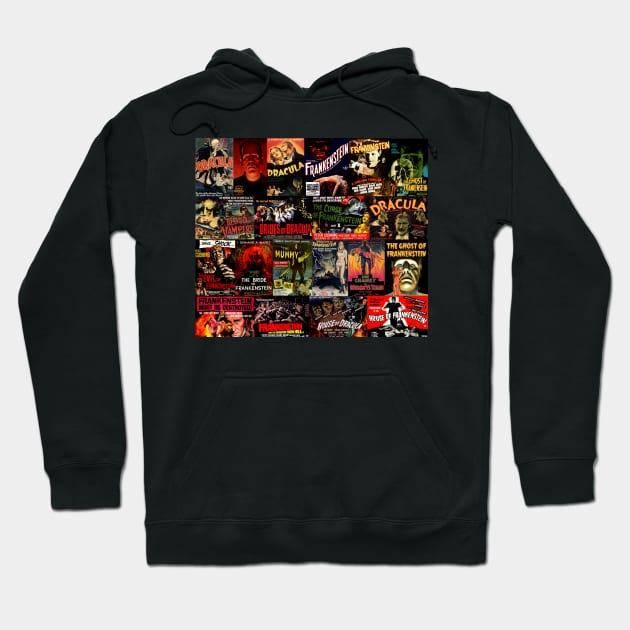 Classic Horror Movie Monster Collage Hoodie by Starbase79